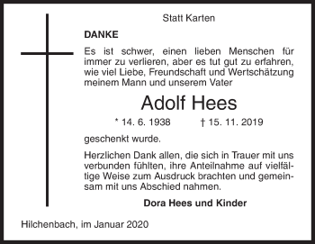 Traueranzeige von Adolf Hees von Siegener Zeitung
