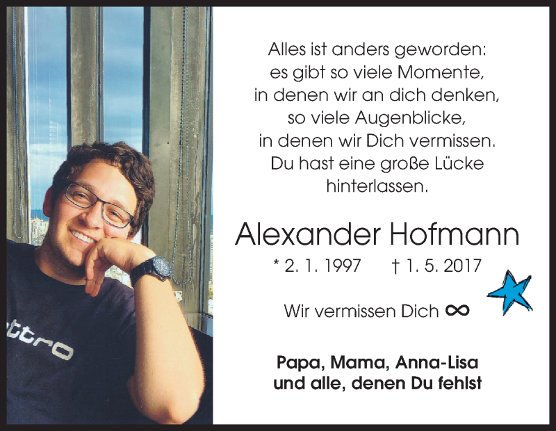 Traueranzeige für Alexander Hofmann vom 02.01.2020 aus Siegener Zeitung