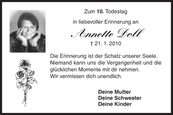 Traueranzeige von Annette Doll von Siegener Zeitung