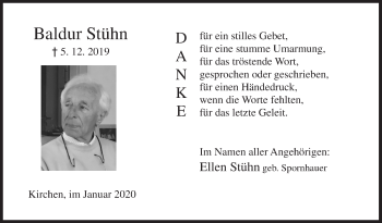 Traueranzeige von Baldur Stühn von Siegener Zeitung