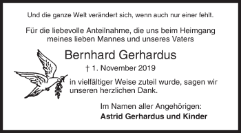 Traueranzeige von Bernhard Gerhardus von Siegener Zeitung