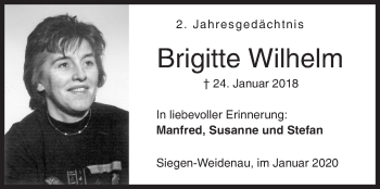 Traueranzeige von Brigitte Wilhelm von Siegener Zeitung