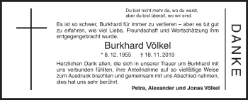 Traueranzeige von Burkhard Völkel von Siegener Zeitung