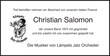 Traueranzeige von Christian Salomon von Siegener Zeitung