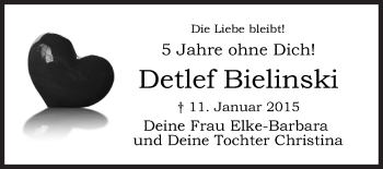 Traueranzeige von Detlef Bielinski von Siegener Zeitung