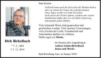 Traueranzeige von Dirk Birkelbach von Siegener Zeitung