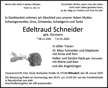 Traueranzeige von Edeltraud Schneider von Siegener Zeitung