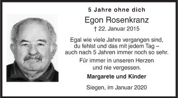 Traueranzeige von Egon Rosenkranz von Siegener Zeitung