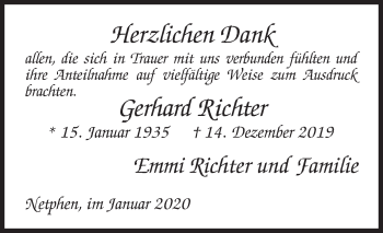Traueranzeige von Gerhard Richter von Siegener Zeitung