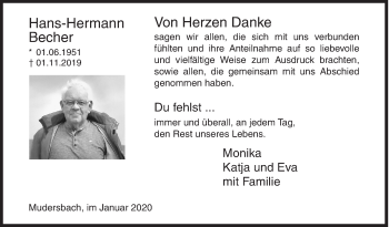 Traueranzeige von Hans-Hermann Becher von Siegener Zeitung
