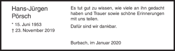 Traueranzeige von Hans-Jürgen Pörsch von Siegener Zeitung