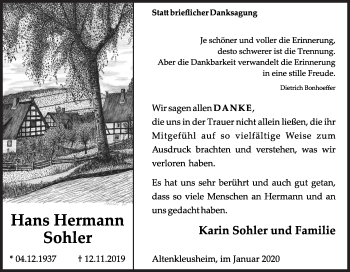 Traueranzeige von Hans Hermann Sohler von Siegener Zeitung