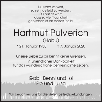 Traueranzeige von Hartmut Pulverich von Siegener Zeitung