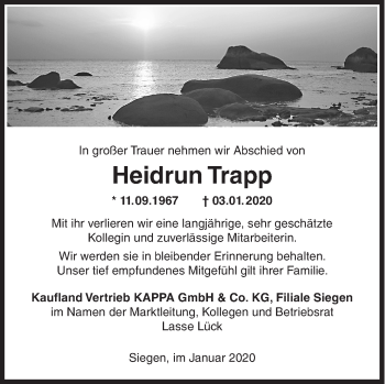 Traueranzeige von Heidrun Trapp von Siegener Zeitung