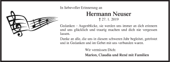 Traueranzeige von Hermann Neuser von Siegener Zeitung