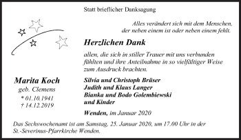 Traueranzeige von Marita Koch von Siegener Zeitung