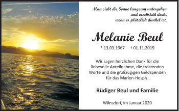 Traueranzeige von Melanie Beul von Siegener Zeitung