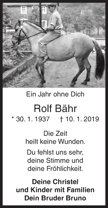 Traueranzeige von Rolf Bähr von Siegener Zeitung