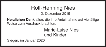 Traueranzeige von Rolf-Henning Nies von Siegener Zeitung
