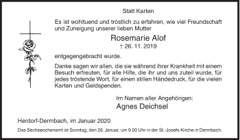 Traueranzeige von Rosemarie Alof von Siegener Zeitung