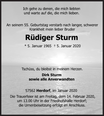 Traueranzeige von Rüdiger Sturm von Siegener Zeitung