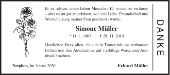 Traueranzeige von Simone Müller von Siegener Zeitung