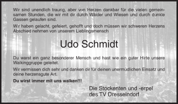 Traueranzeige von Udo Schmidt von Siegener Zeitung