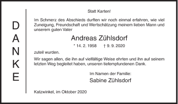 Traueranzeige von Andreas Zühlsdorf von Siegener Zeitung