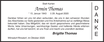 Traueranzeige von Armin Thomas von Siegener Zeitung