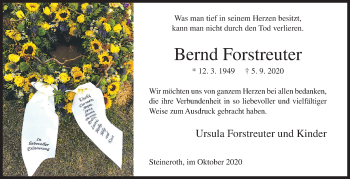 Traueranzeige von Bernd Forstreuter von Siegener Zeitung