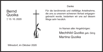 Traueranzeige von Bernd Quoika von Siegener Zeitung
