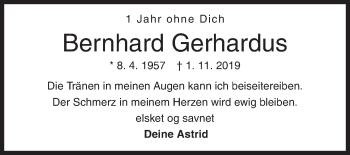Traueranzeige von Bernhard Gerhardus von Siegener Zeitung