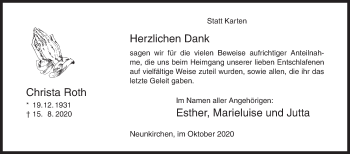 Traueranzeige von Christa Roth von Siegener Zeitung