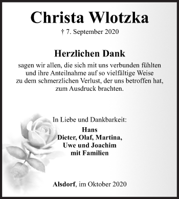 Traueranzeige von Christa Wlotzka von Siegener Zeitung