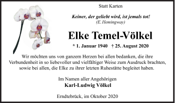 Traueranzeige von Elke Temel-Völkel von Siegener Zeitung