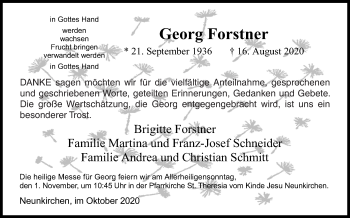 Traueranzeige von Georg Forstner von Siegener Zeitung