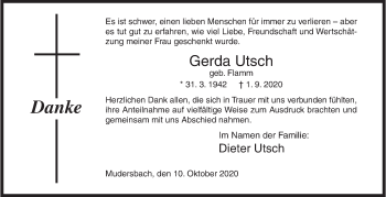 Traueranzeige von Gerda Utsch von Siegener Zeitung
