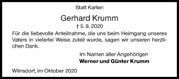Traueranzeige von Gerhard Krumm von Siegener Zeitung