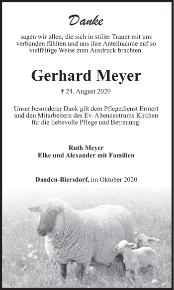 Traueranzeige von Gerhard Meyer von Siegener Zeitung