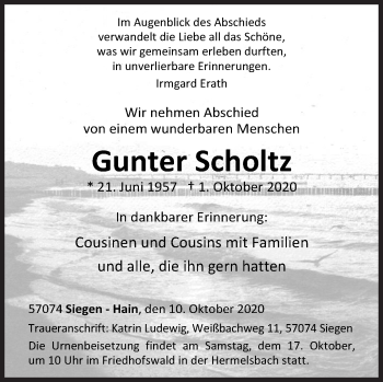 Traueranzeige von Gunter Scholtz von Siegener Zeitung