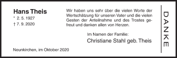 Traueranzeige von Hans Theis von Siegener Zeitung