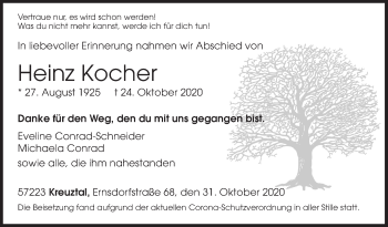 Traueranzeige von Heinz Kocher von Siegener Zeitung