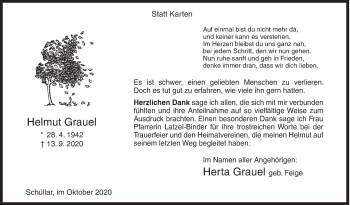 Traueranzeige von Helmut Grauel von Siegener Zeitung