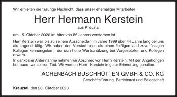 Traueranzeige von Hermann Kerstein von Siegener Zeitung