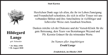 Traueranzeige von Hildegard Lange von Siegener Zeitung