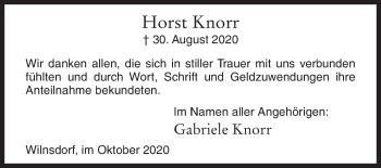 Traueranzeige von Horst Knorr von Siegener Zeitung