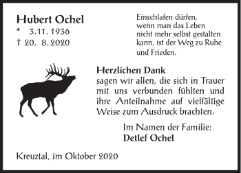 Traueranzeige von Hubert Ochel von Siegener Zeitung