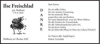 Traueranzeige von Ilse Freischlad von Siegener Zeitung
