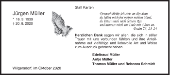 Traueranzeige von Jürgen Müller von Siegener Zeitung