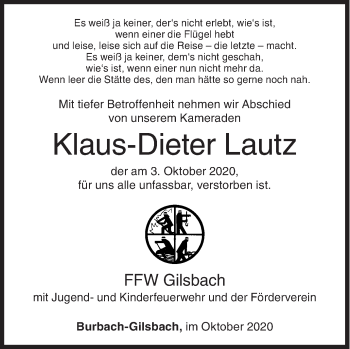 Traueranzeige von Klaus-Dieter Lautz von Siegener Zeitung